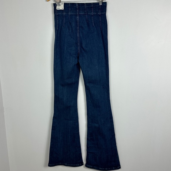Free People Jayde High Rise Flare Jeans Dark Blue Retro 70s‎ Womens Size 28 NEW - Picture 6 of 16